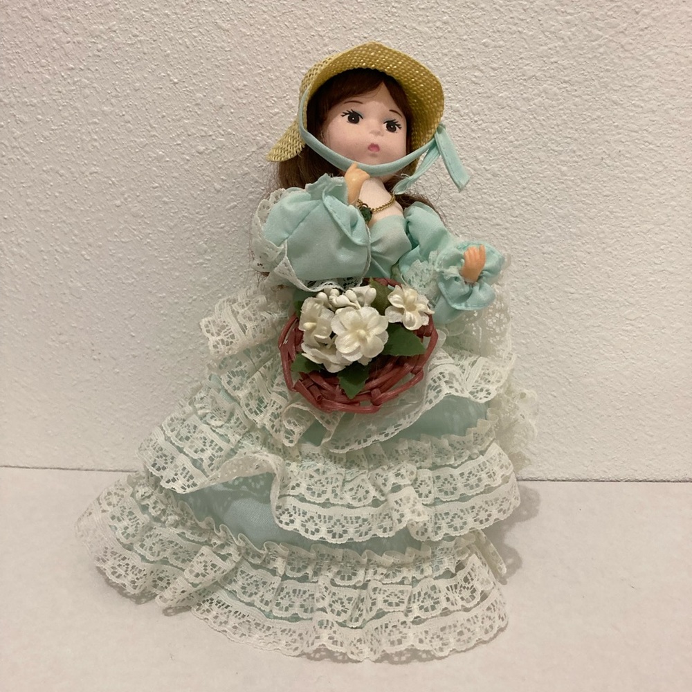 Bradley Doll Miss Aquamarine March with Necklace and Basket Beautiful Small Doll